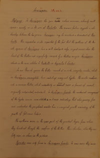 Håndskrevet manuskriptside til Natural History of the Danish Lichens. 